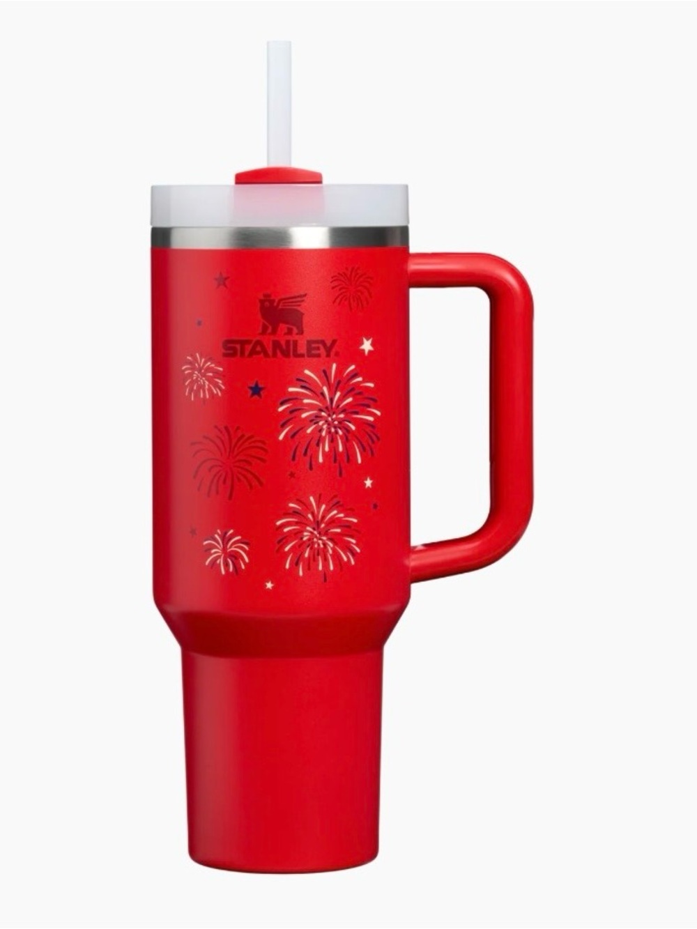 Stanley Red Fireworks Travel Tumbler with Handle